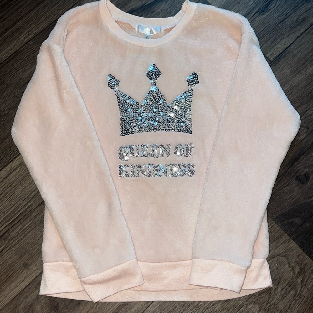 Girls Queen of Kindness sherpa sweatshirt